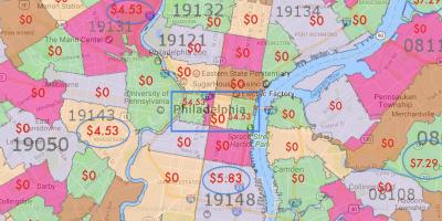 Philadelphia dan kawasan sekitarnya peta