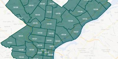 Peta Philadelphia kawasan dan kod zip